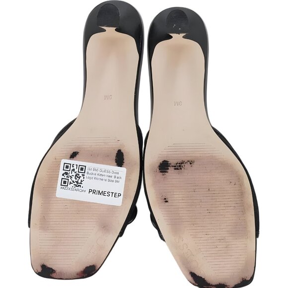 GUESS Dista Buckle Kitten Heel Mules Black Logo Women US 9M - Picture 6 of 6